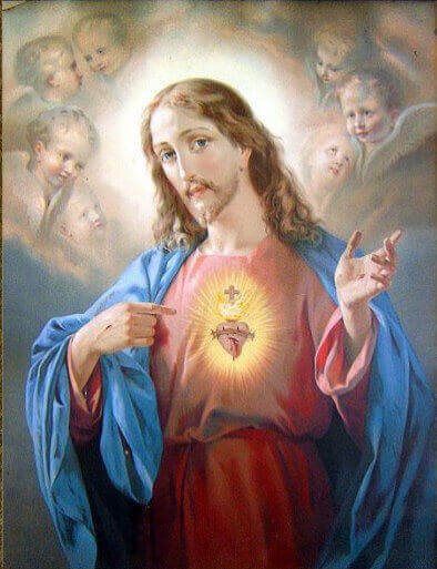 Jésus qui pointe son coeur du doigt
